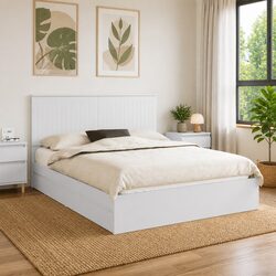 Storage Bed Frame with Headboard 150x200cm White