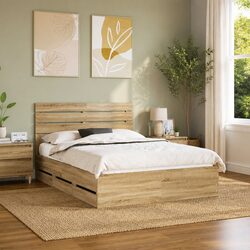 Stylish Bed Frame with Storage Drawer Sonoma Oak 150 x 200 cm