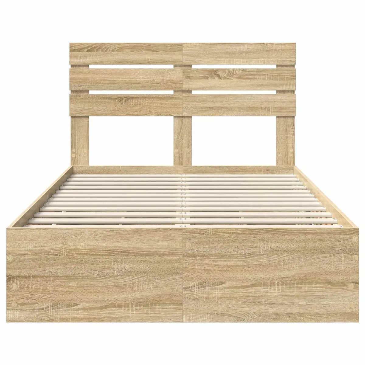 Bed Frame with Storage Drawer Sonoma Oak 135 x 190 cm Modern Bedroom Furniture