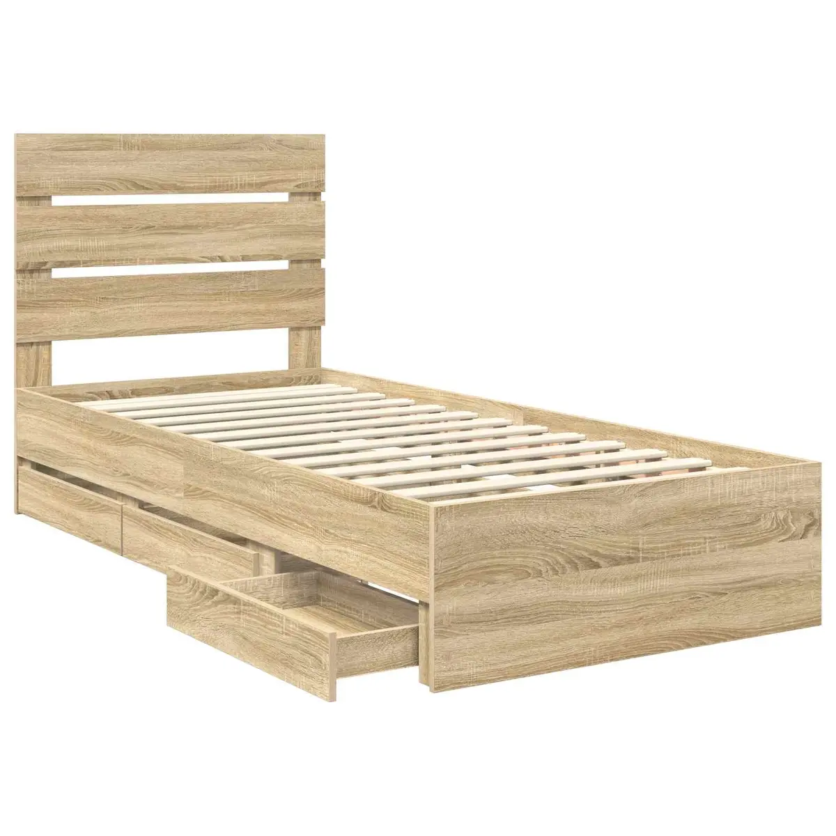 Bed Frame with Drawer Storage Modern 90 x 190 cm Brown Sonoma Oak