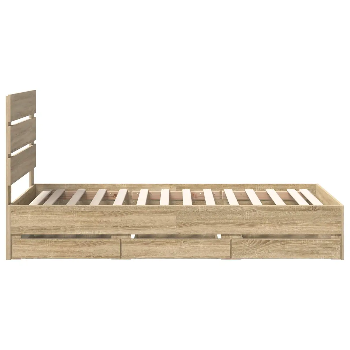 Bed Frame with Drawer Storage Modern 90 x 190 cm Brown Sonoma Oak