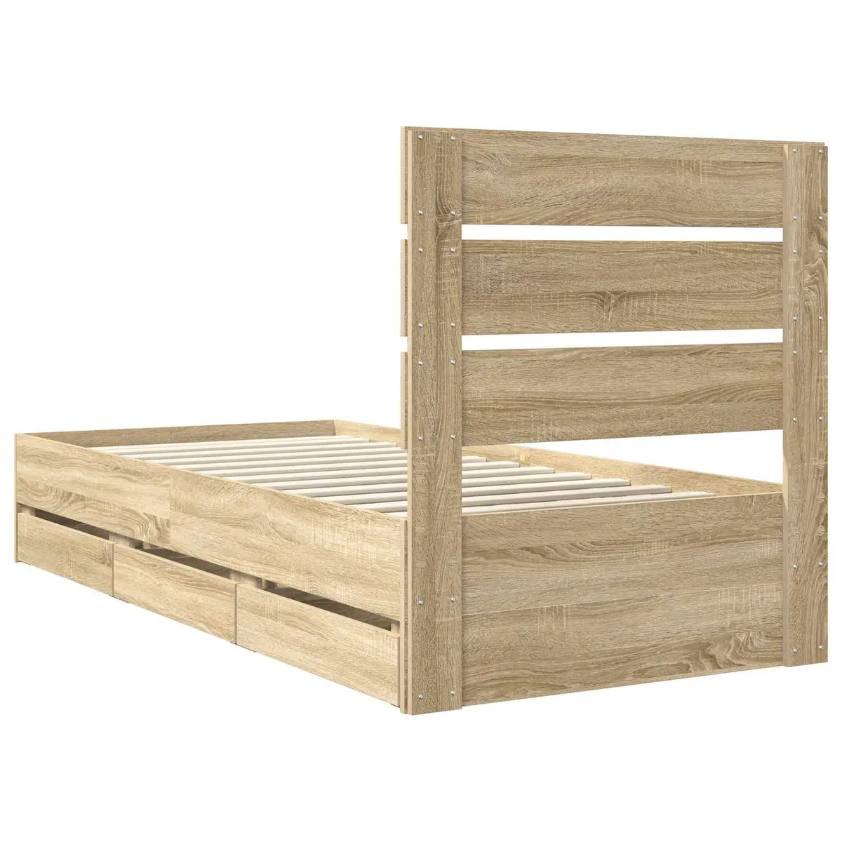 Bed Frame with Drawer Storage Modern 90 x 190 cm Brown Sonoma Oak