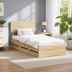 Storage Bed Frame with Drawers 90x190cm Engineered Wood