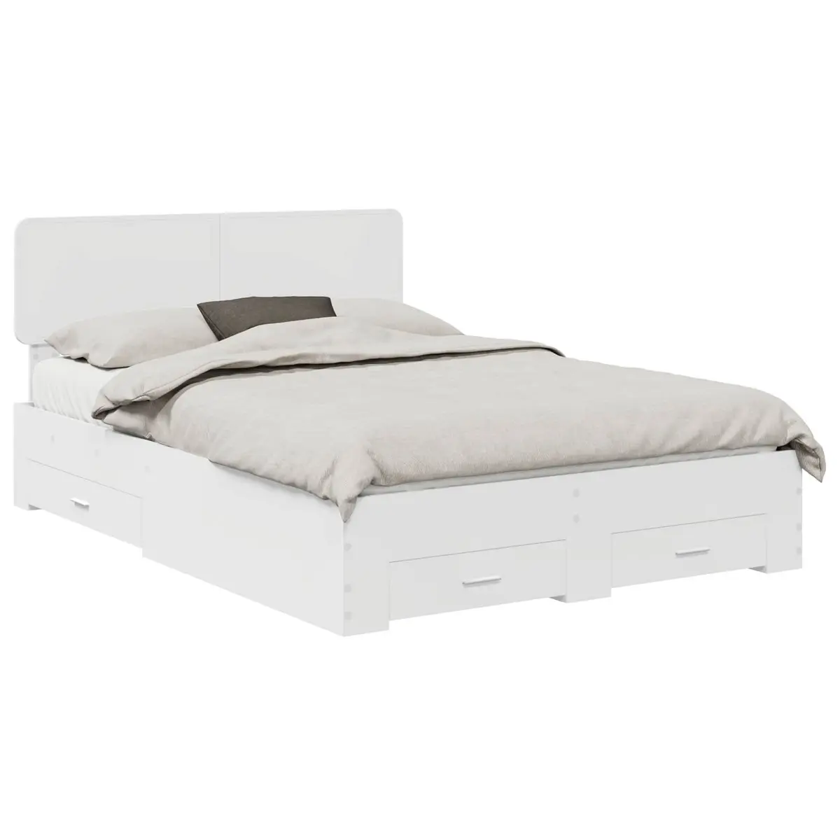 Bed Frame White Engineered Wood 150x200cm with Headboard and Storage Drawers