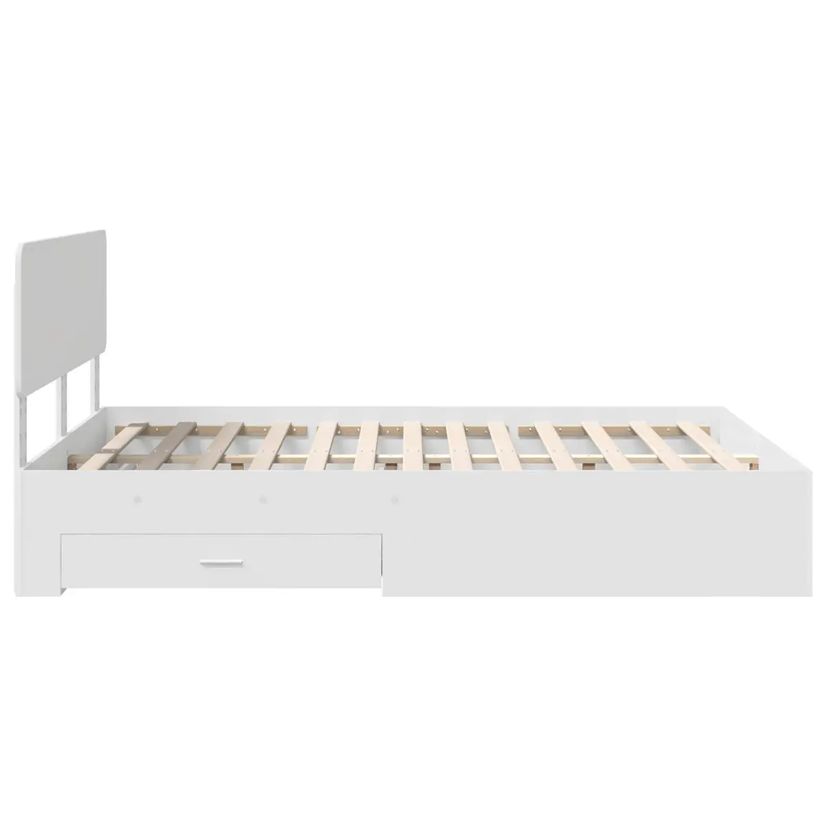 Bed Frame White Engineered Wood 150x200cm with Headboard and Storage Drawers