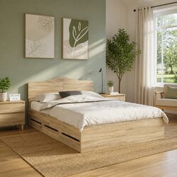 Engineered Wood Bed Frame with Storage Drawer 150 x 200 cm