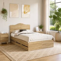 Engineered Wood Bed Frame with Integrated Storage 135 x 190 cm