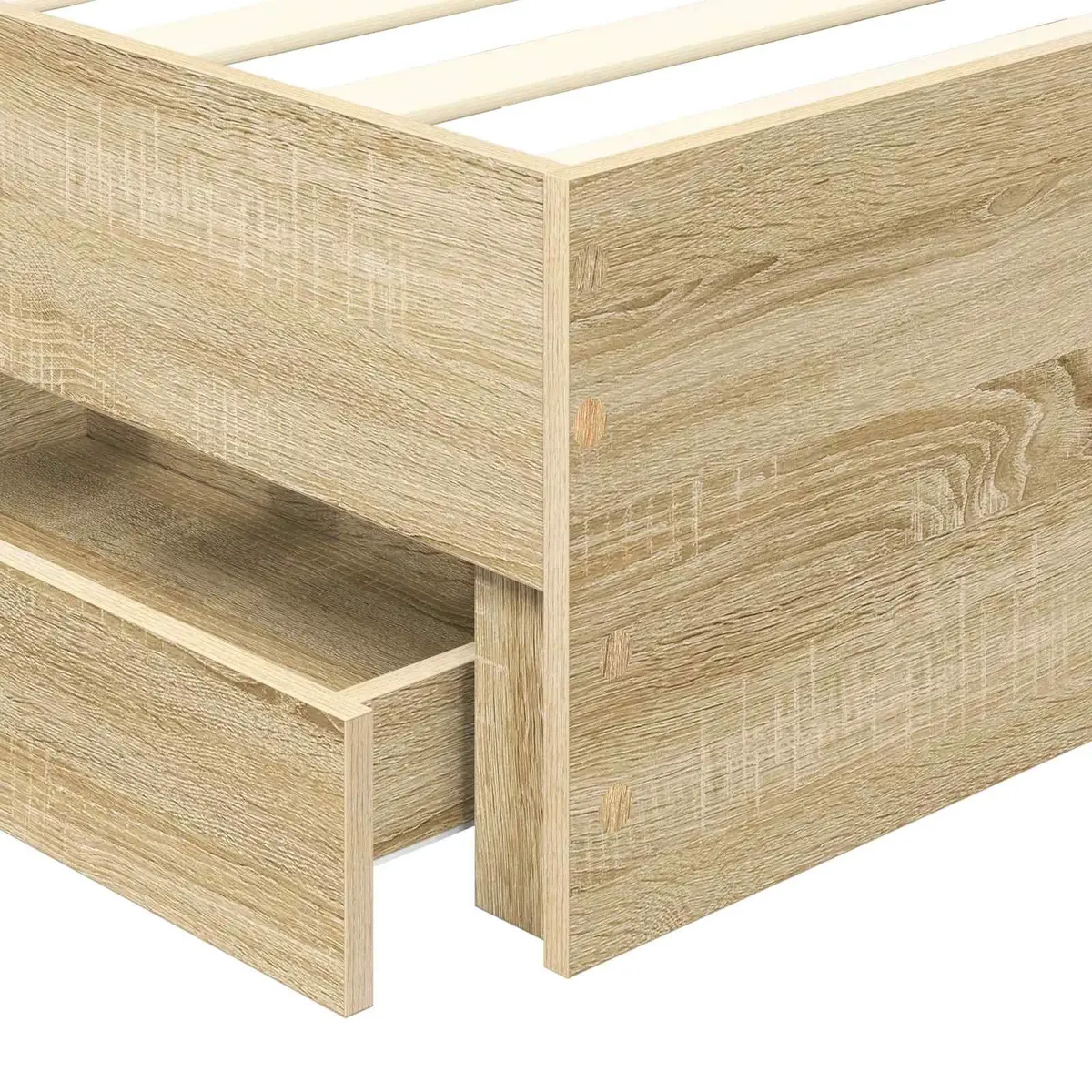 Bed Frame with Storage Drawer Modern Design Engineered Wood 90 x 190 cm Brown