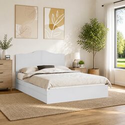 Storage Bed with Headboard in White 150 x 200 cm