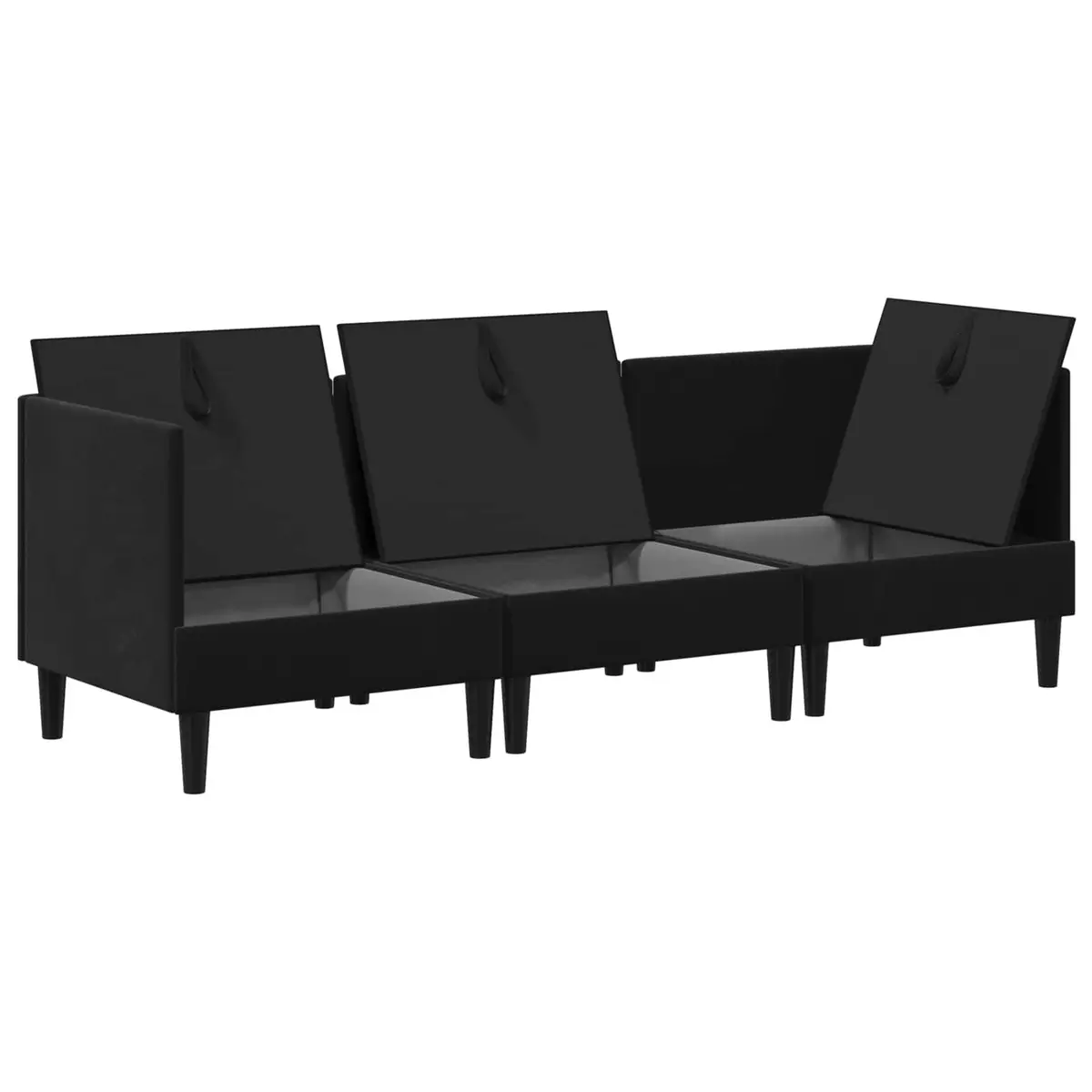 Living Room Furniture Set Cushioned Seating 3 Piece Black Velvet