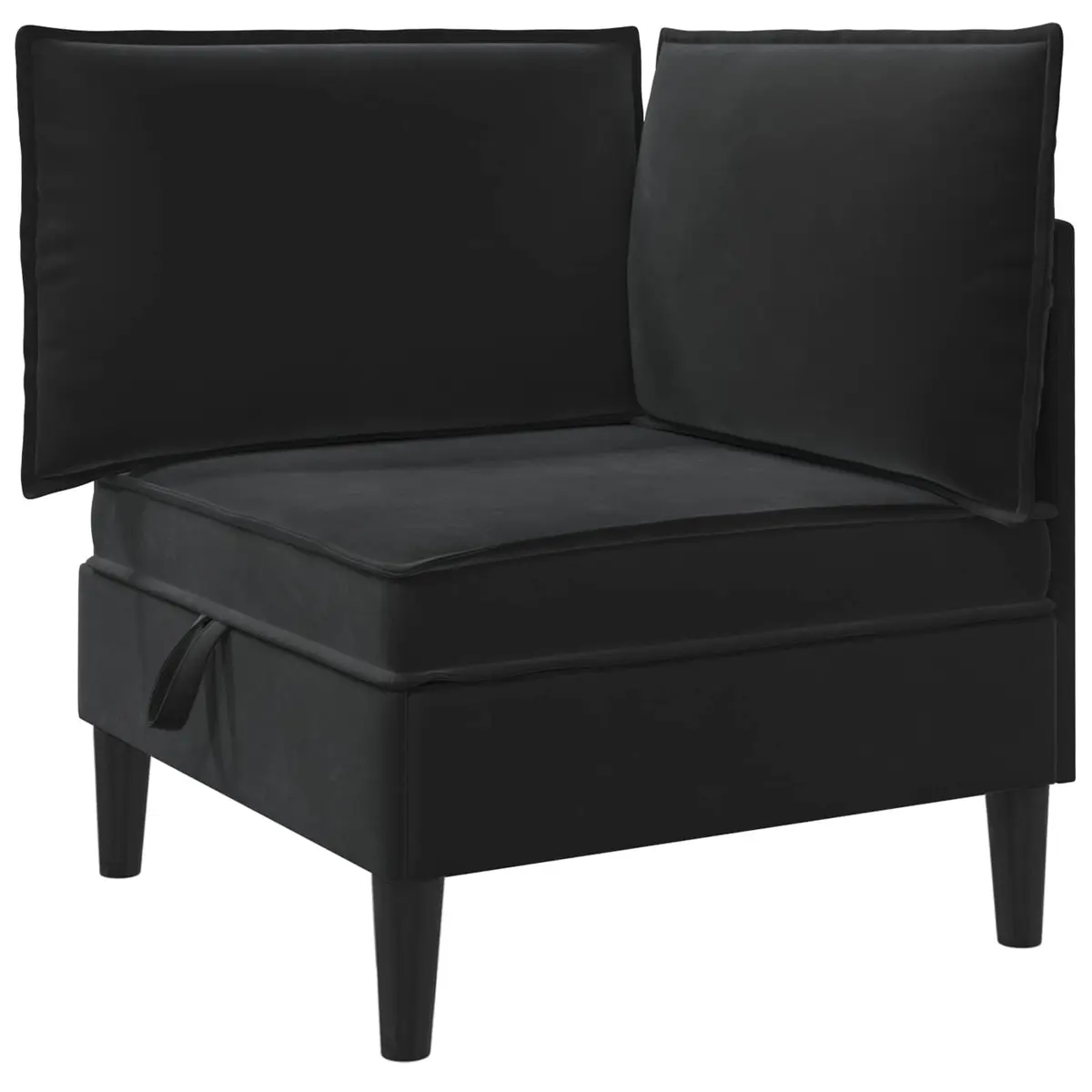 Living Room Set Cushioned Seating Storage 4 Piece Black Velvet