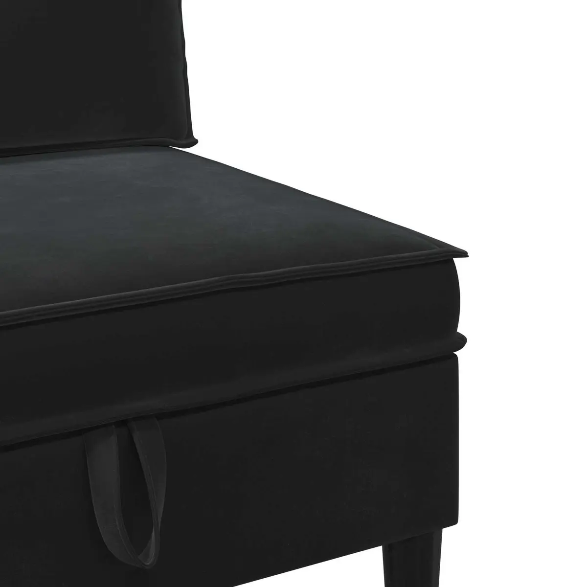 Living Room Furniture Set Cushioned Storage 4 Piece Black Velvet