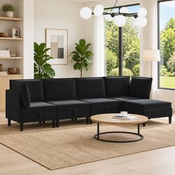 5-Piece Modern Velvet Sofa Set with Integrated Storage