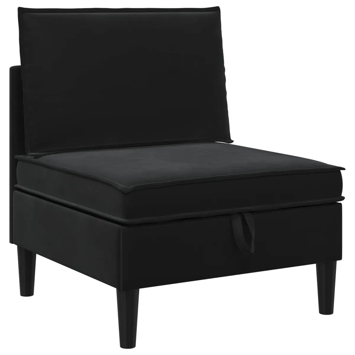 6PieceCushionedStorageSofaSetModernBlackVelvetLivingRoomFurniture