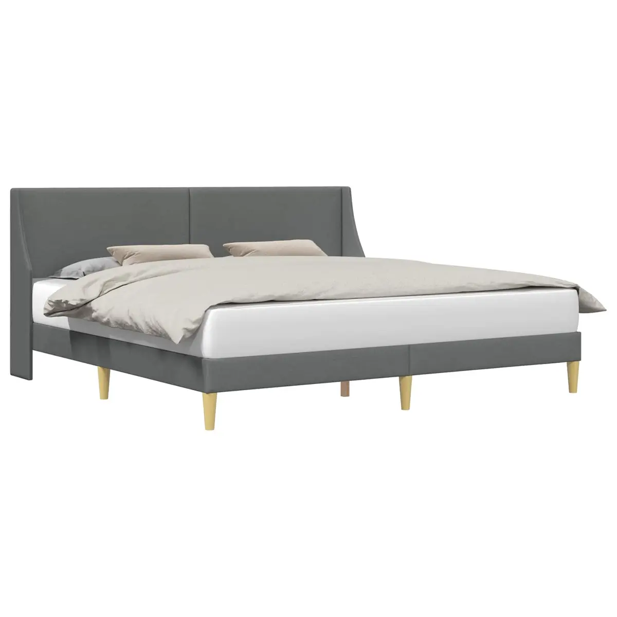 Bed Frame Fabric Headboard Dark Grey 180 x 200 cm