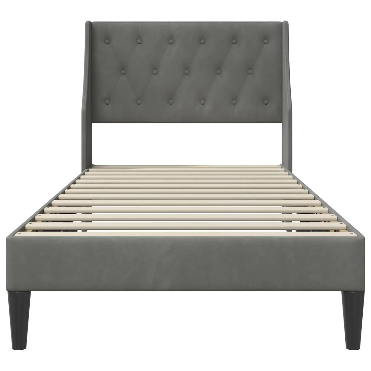 Bed Frame with Velvet Headboard Modern 90 x 190 cm Dark Grey