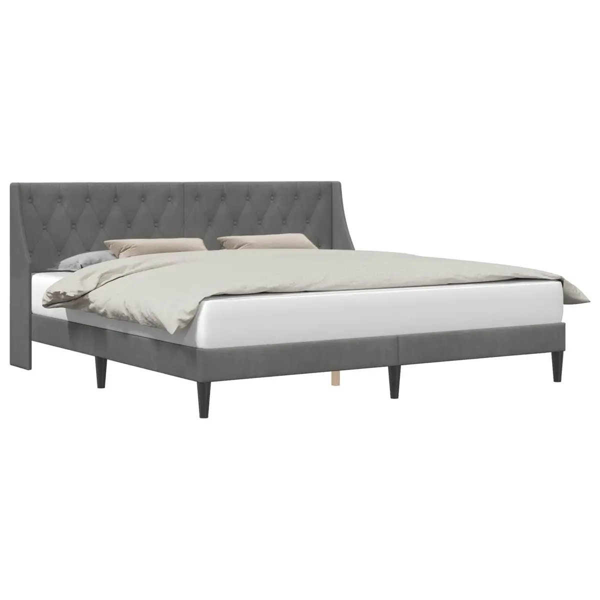 Bed Frame with Velvet Headboard Modern 180 x 200 cm Dark Grey