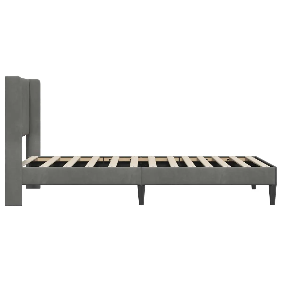 Bed Frame with Dark Grey Velvet Headboard Modern 90 x 190 cm