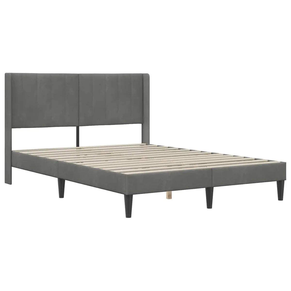 Bed Frame with Slatted Base Dark Grey Velvet Size