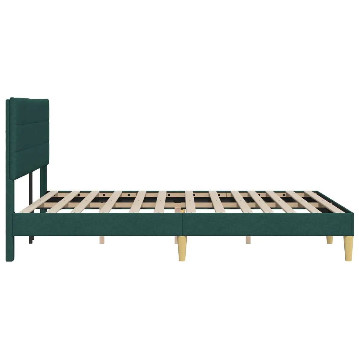 Bed Frame Fabric Upholstered Headboard Dark Grey Rectangular Indoor Furniture