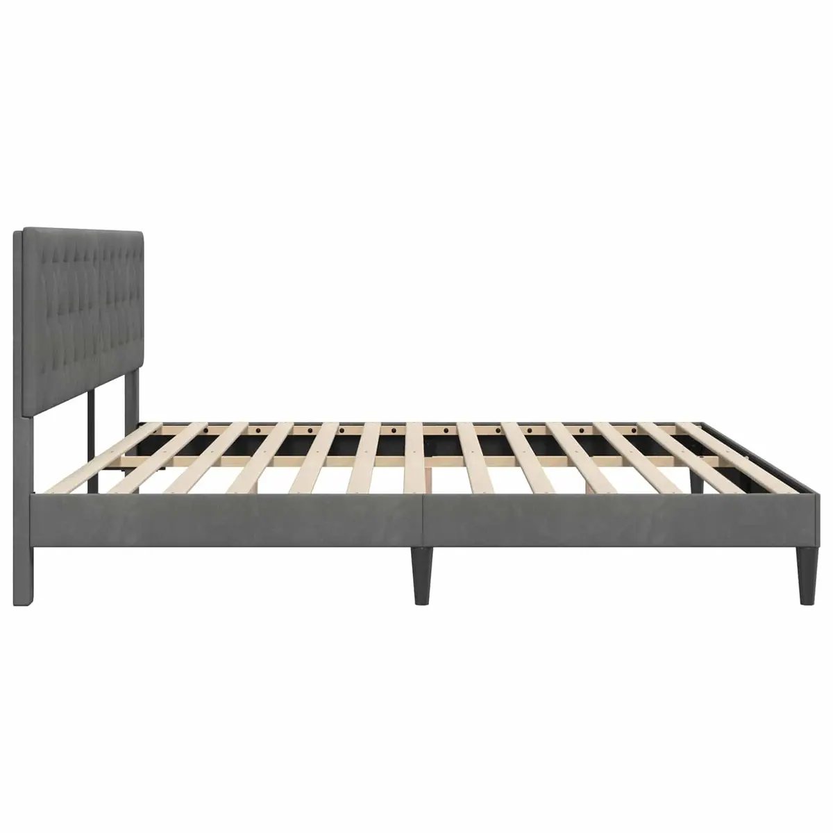 Modern Bed Frame with Velvet Headboard Dark Grey 180 x 200 cm Bedroom Furniture