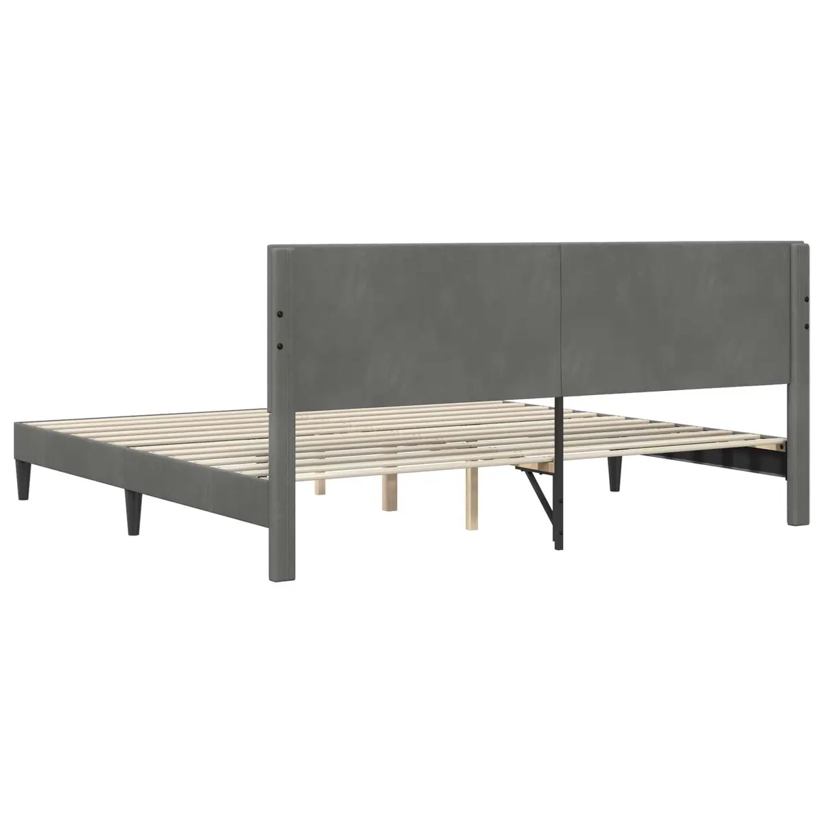 Modern Bed Frame with Velvet Headboard Dark Grey 180 x 200 cm Bedroom Furniture