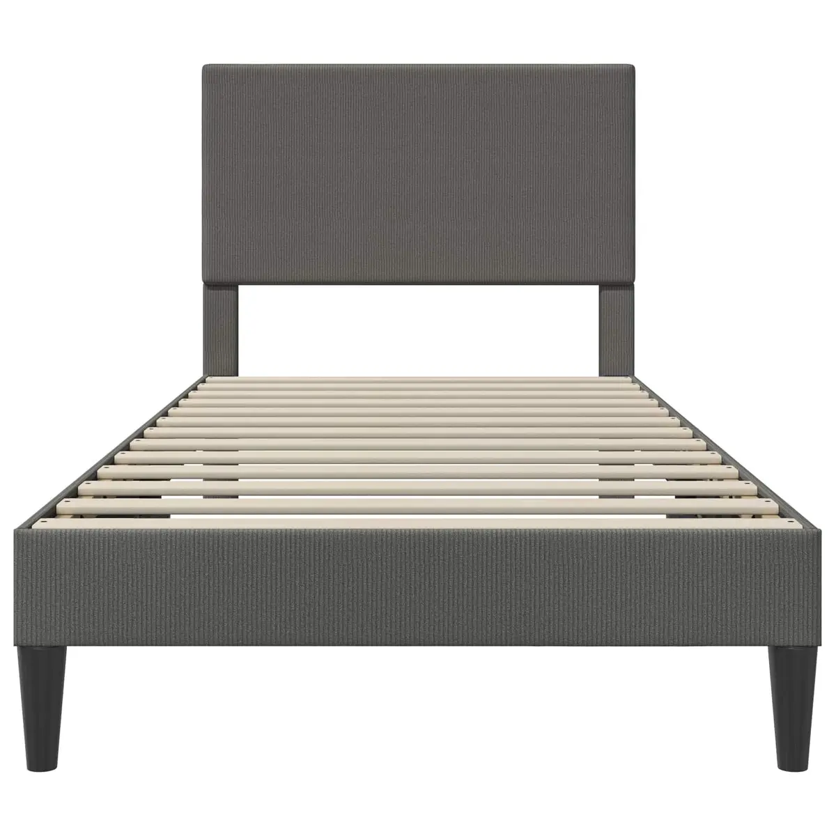 Bed Frame with Headboard Corduroy Fabric Dark Grey 90 x 190 cm Modern