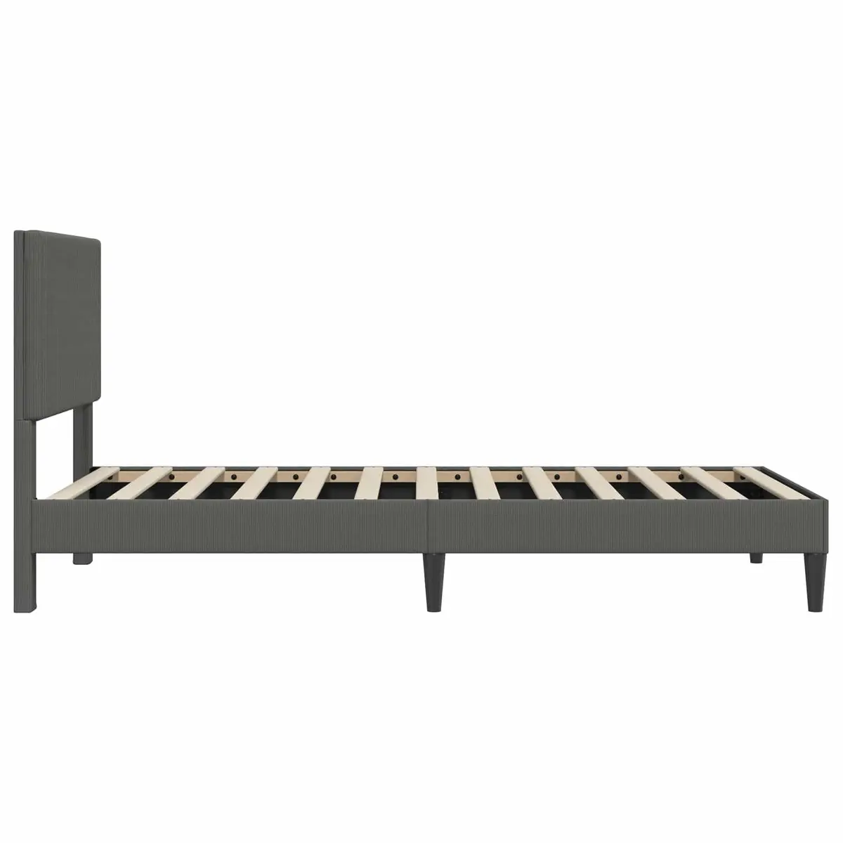 Bed Frame with Headboard Corduroy Fabric Dark Grey 90 x 190 cm Modern