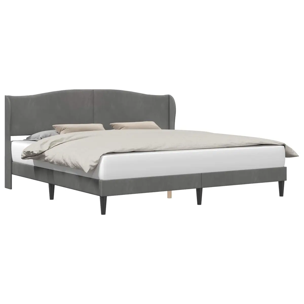 Bed Frame with Velvet Headboard Modern 180 x 200 cm Dark Grey