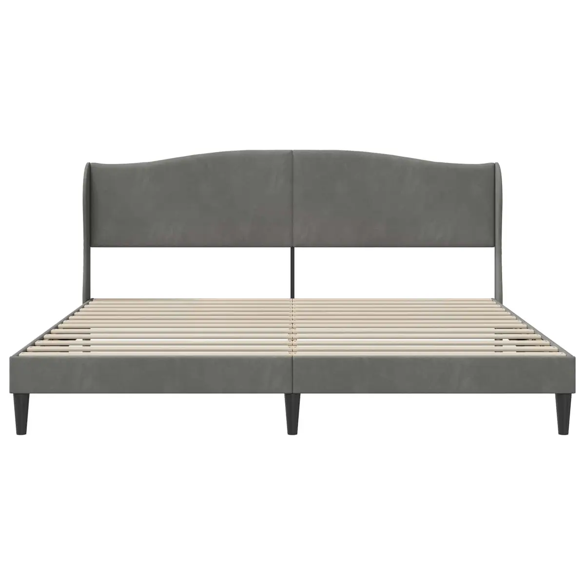 Bed Frame with Velvet Headboard Modern 180 x 200 cm Dark Grey