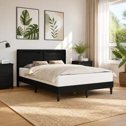 Black Faux Leather Bed Frame with Integrated LED Lights