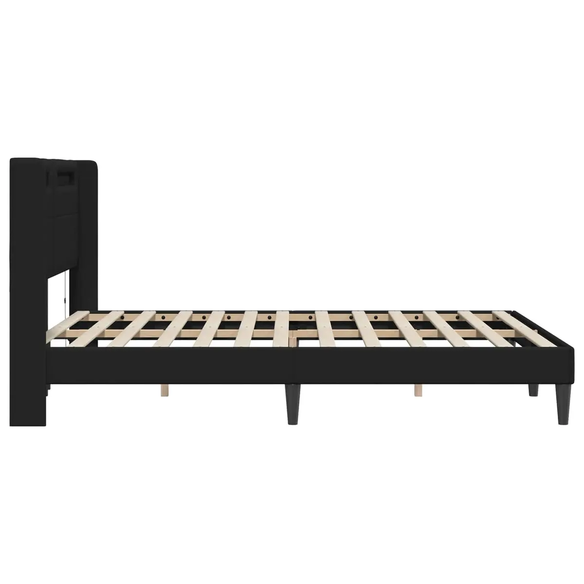 Bed Frame with LED Strip Lights Modern Black Faux Leather