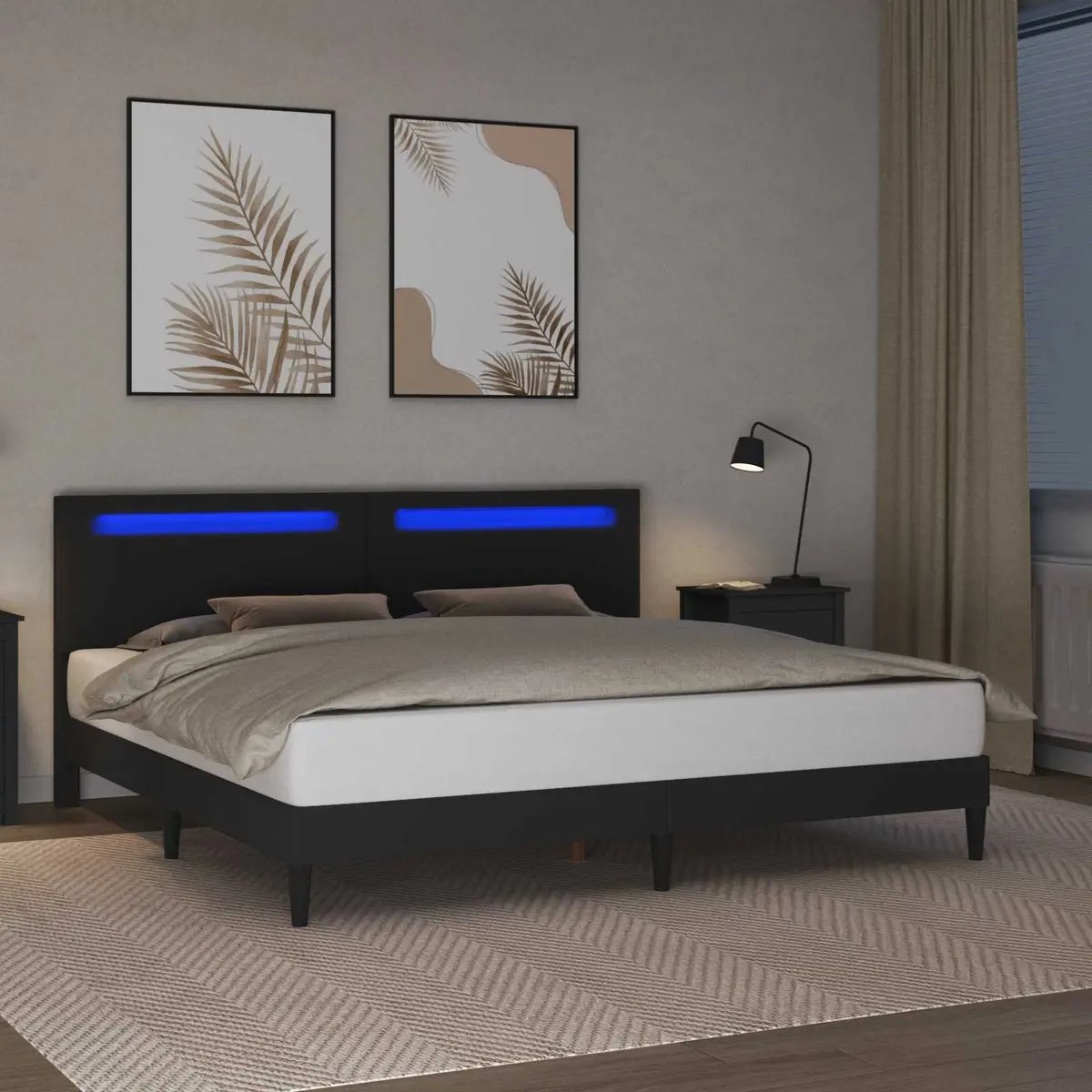 Bed Frame Faux Leather Sturdy Slatted Base 180 x 200 cm Black