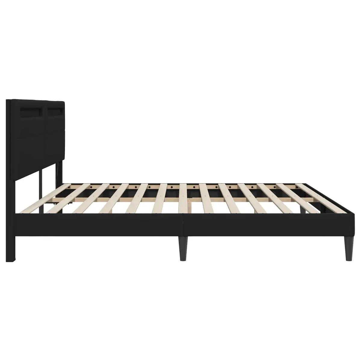 Bed Frame Faux Leather Sturdy Slatted Base 180 x 200 cm Black