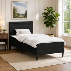 LED Strip Light Bed Frame Black 90 x 190 cm