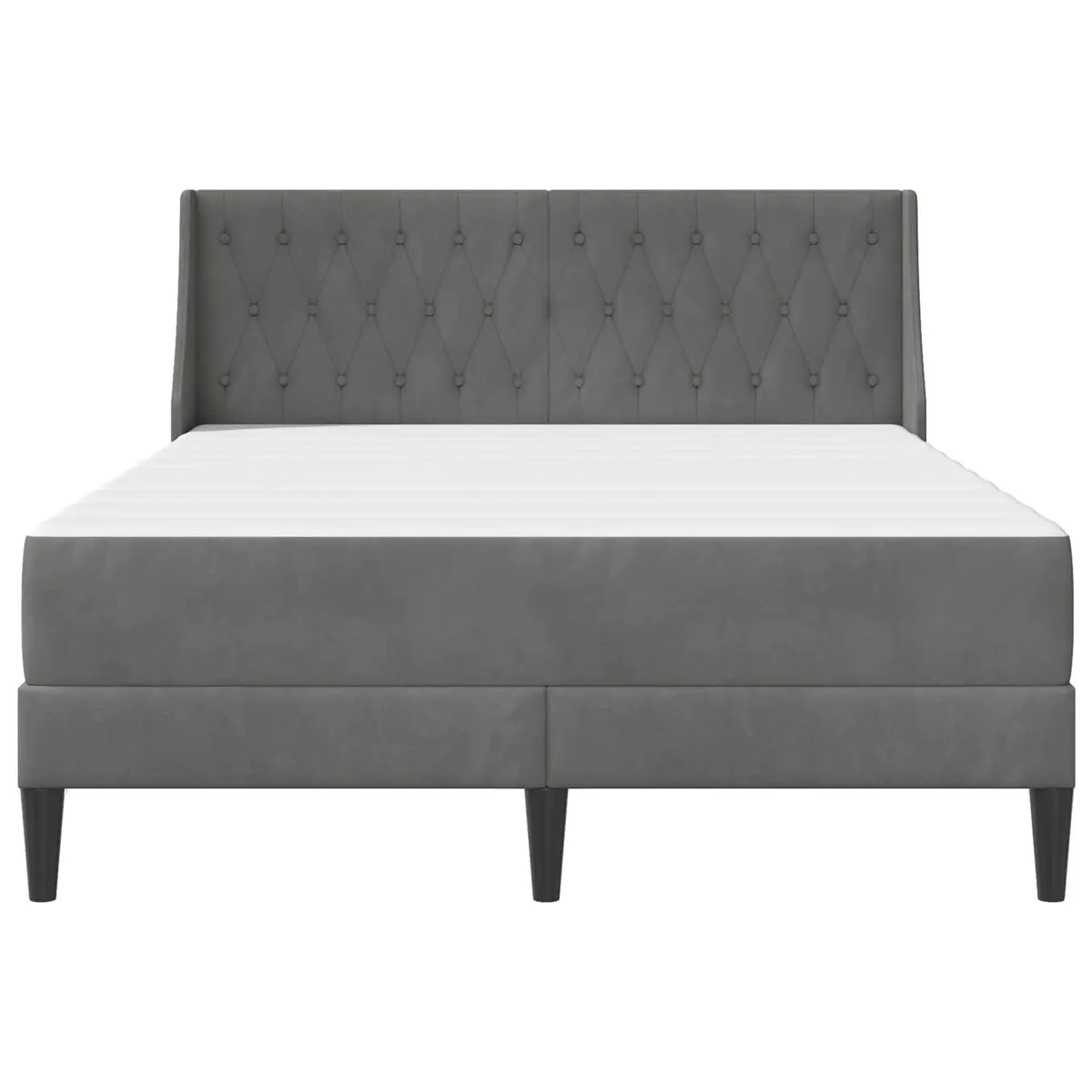 Bed Frame with Mattress Grey 137 x 190 cm Velvet Upholstered Modern Bedroom