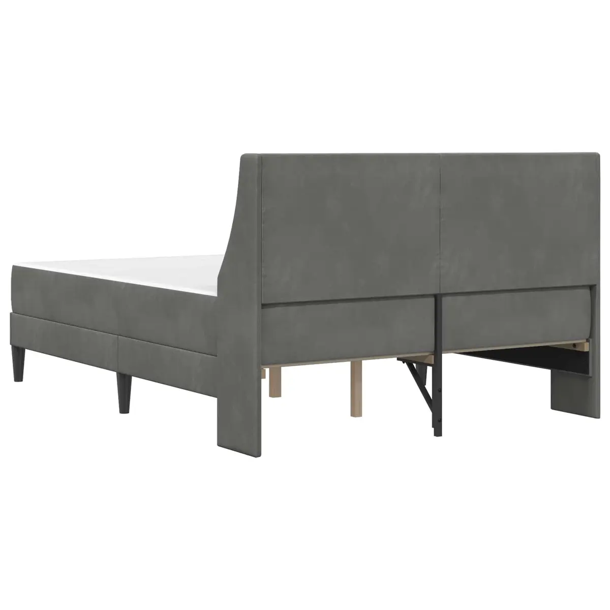 Bed Frame with Mattress Grey 137 x 190 cm Velvet Upholstered Modern Bedroom