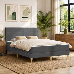 Bed Frame and Mattress in Dark Grey 137 x 190 cm