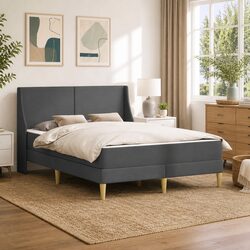 Dark Grey Bed Frame with Integrated Mattress 137 x 190 cm