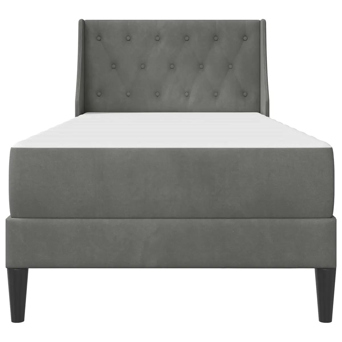 Bed Frame with Integrated Mattress Modern Velvet Grey 107 x 203 cm