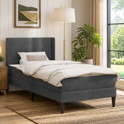 Bed Frame with Mattress in Grey 107 x 203 cm