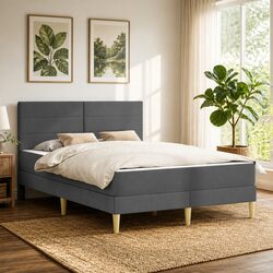 Bed Frame and Foam Mattress Grey 137 x 190 cm Dimensions