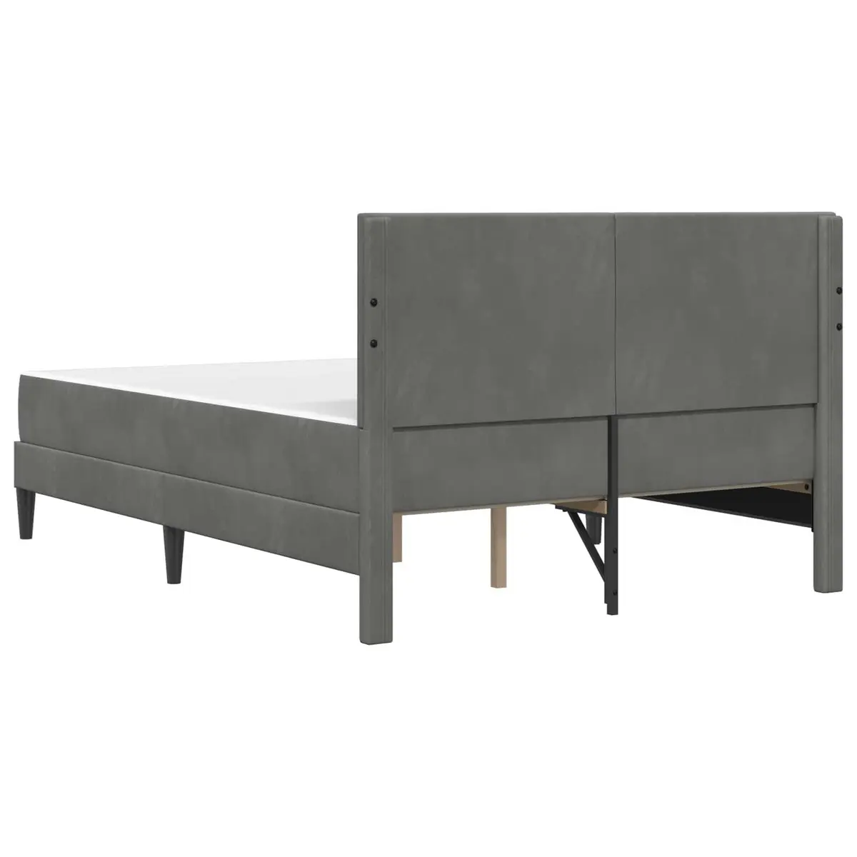 Bed Frame with Velvet Headboard Pocketed Coil Mattress 137 x 190 cm Dark Grey
