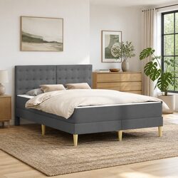 137 x 190 cm Dark Grey Bed Frame and Mattress