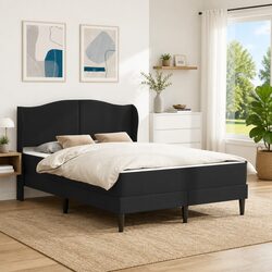 Bed Frame with Headboard in Black Faux Leather 137 x 190 cm