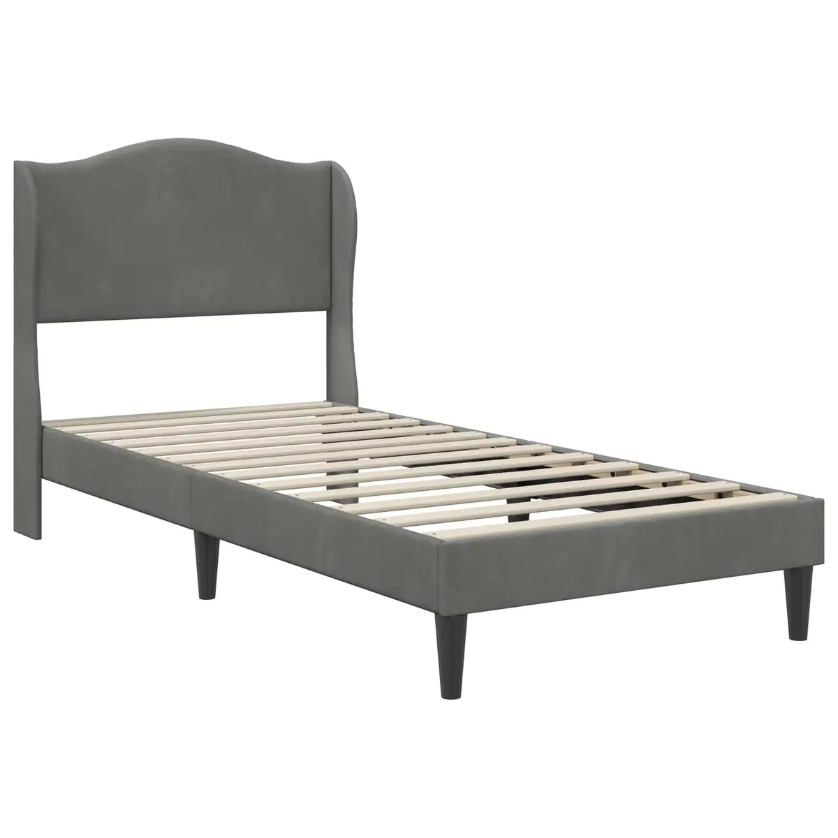 Velvet Upholstered Bed Frame with Headboard Storage Dark Grey 107 x 203 cm