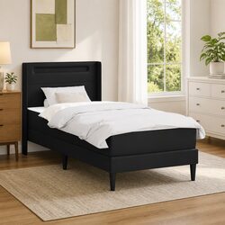 Black Foam Mattress Bed Frame 90 x 190 cm with LED Lighting