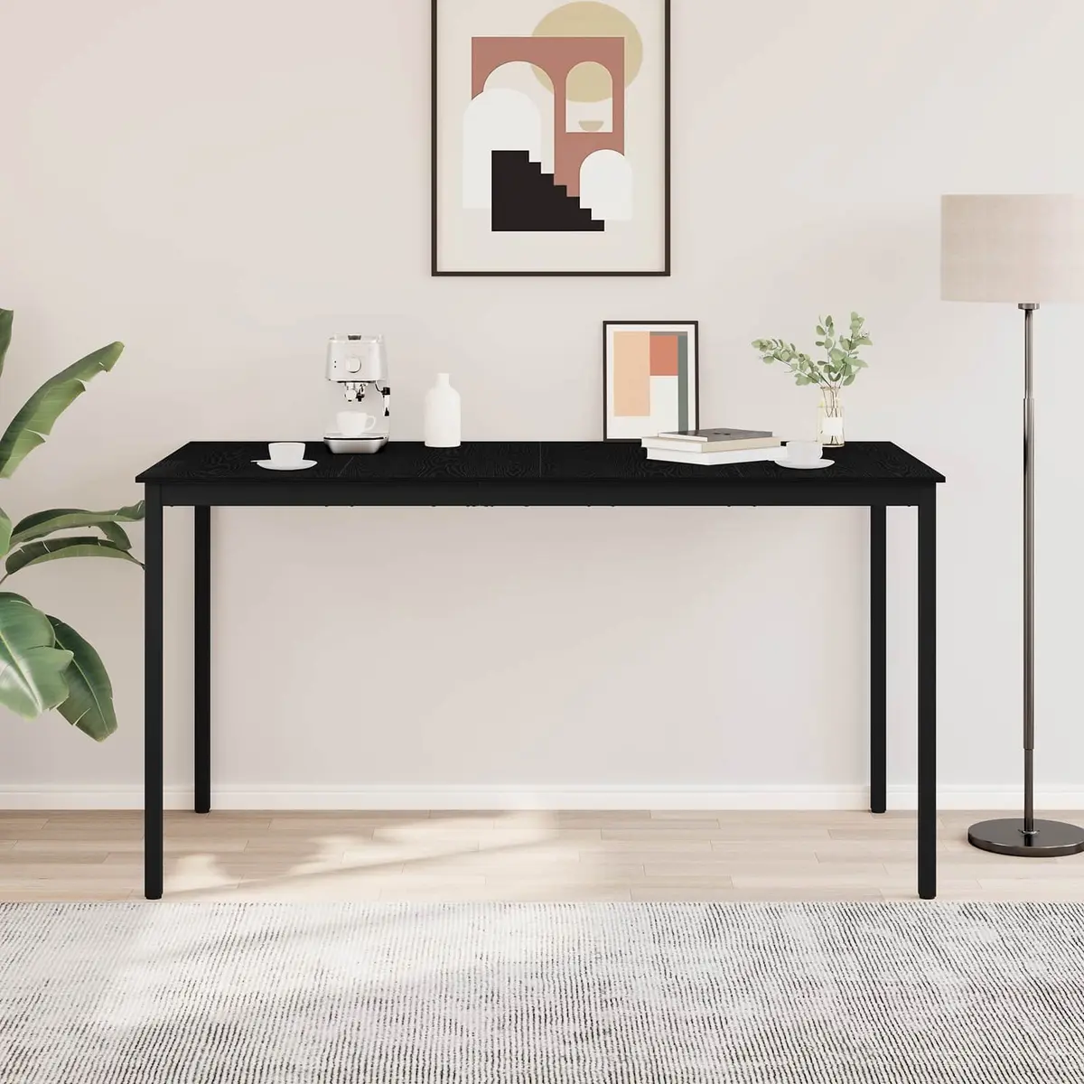 Standing Bar Table Rectangular Easy to Clean Black Engineered Wood