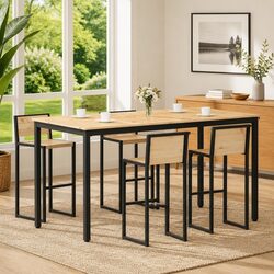 Modern Bar Table with Solid Pine Wood Surface