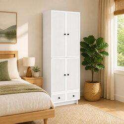 Engineered Wood Storage Cabinets - 2 Piece Set